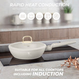 Berlinger Haus indukciós tapadásmentes mély serpenyő fedővel 24 cm matt krém Sahara Collection