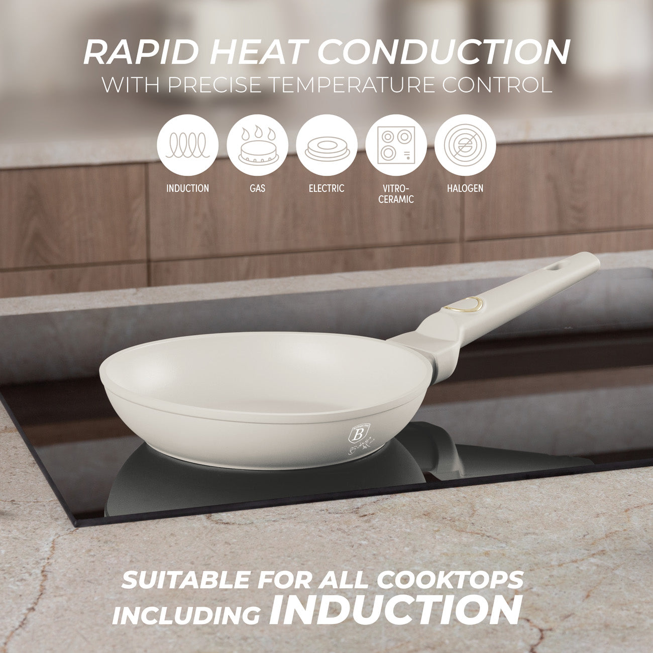 Berlinger Haus indukciós tapadásmentes serpenyő 24 cm matt krém Sahara Collection