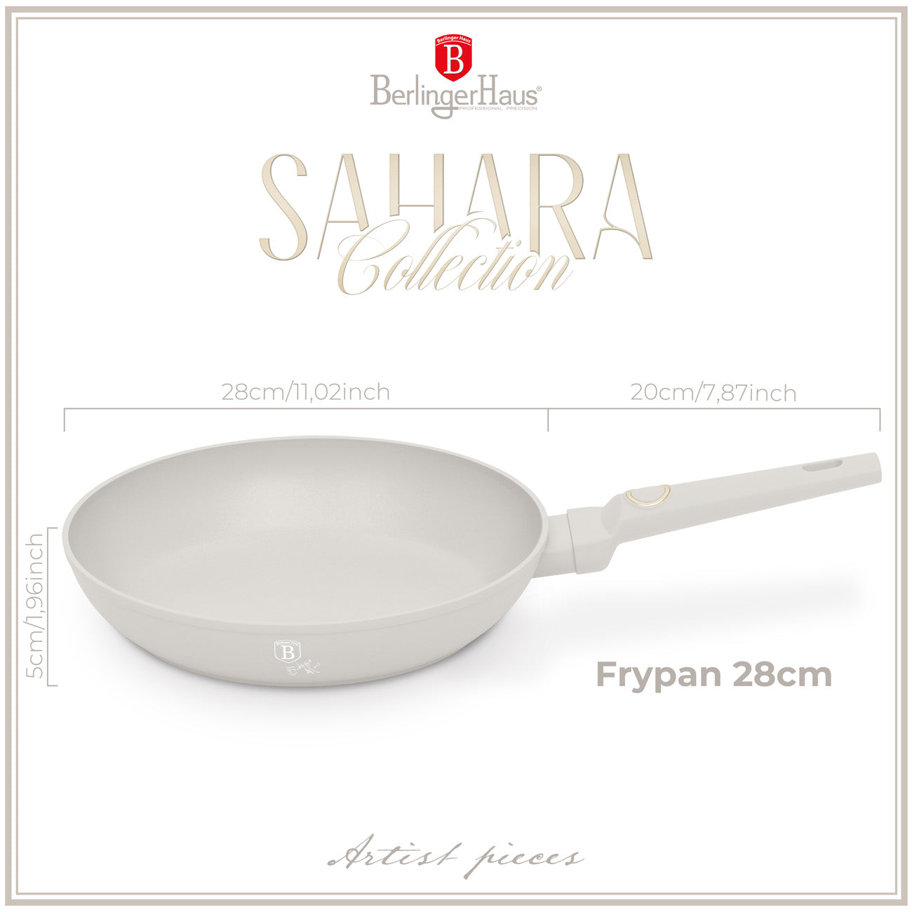 Berlinger Haus indukciós tapadásmentes serpenyő 28 cm matt krém Sahara Collection