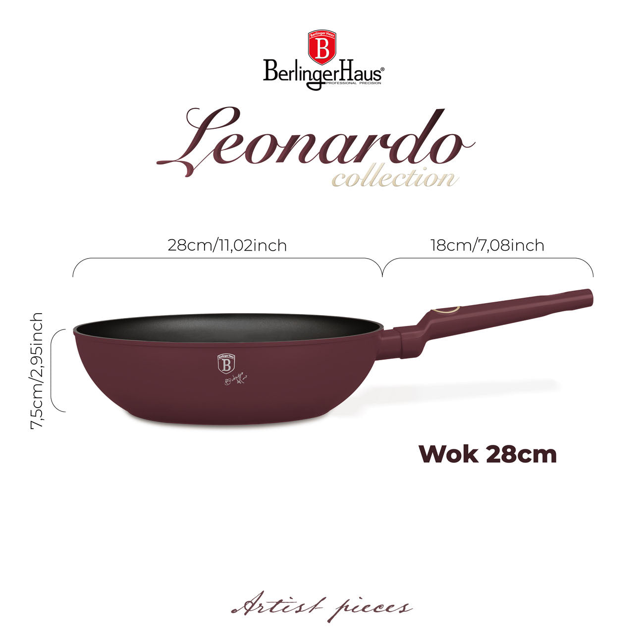 Berlinger Haus Indukciós tapadásmentes Wok serpenyő 28 cm Leonardo Collection