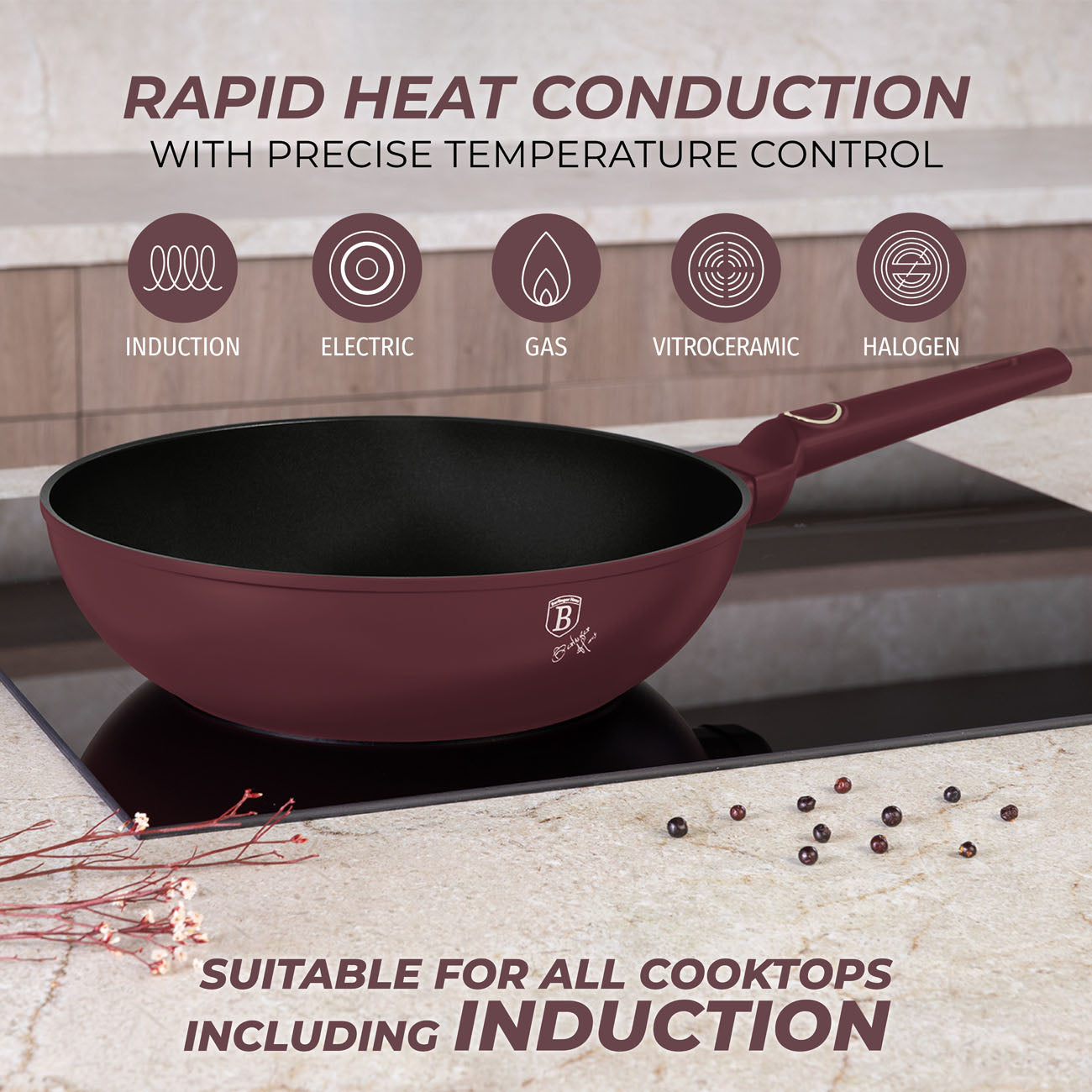 Berlinger Haus Indukciós tapadásmentes Wok serpenyő 28 cm Leonardo Collection