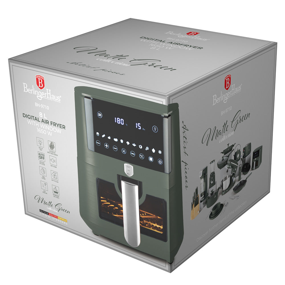 Berlinger Haus matt zöld XXL AirFryer 8 liter