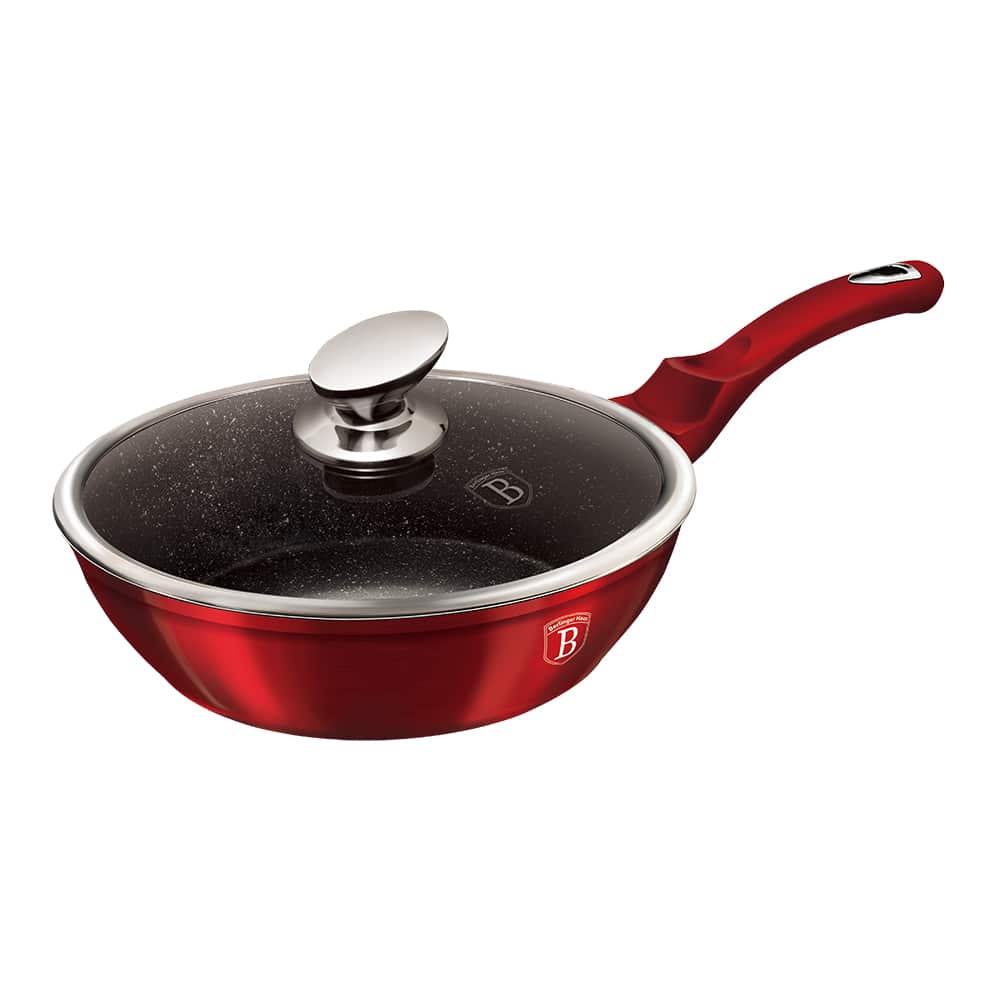 Berlinger Haus mély serpenyő fedővel 24 cm Metallic Line Burgundy Edition