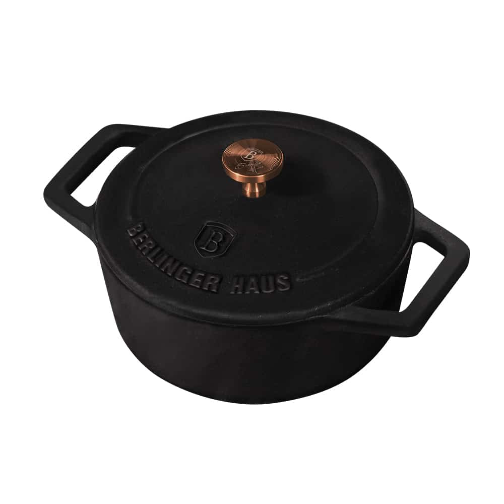 Berlinger Haus Mini öntöttvas fazék 12 cm fekete Black Rose Collection