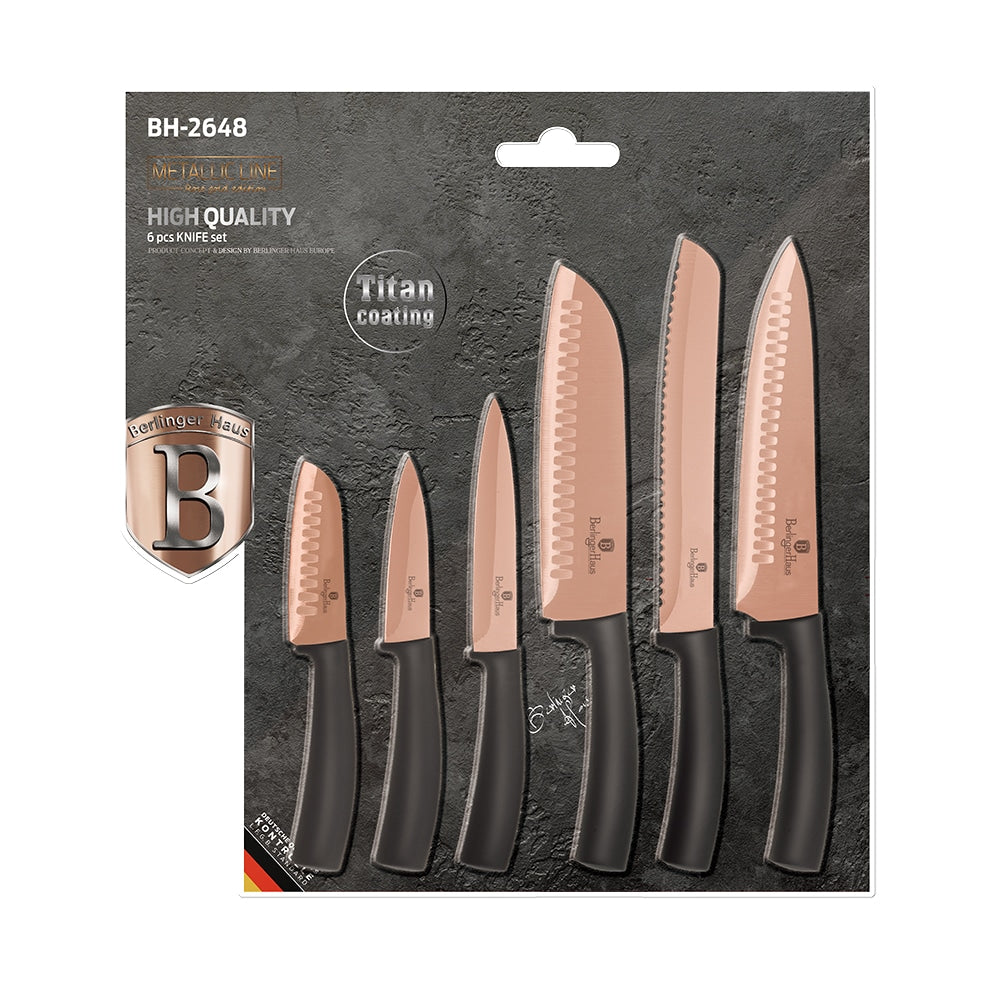 Berlinger Haus rozsdamentes acél 6 részes késkészlet rose gold pengével Black Rose Collection