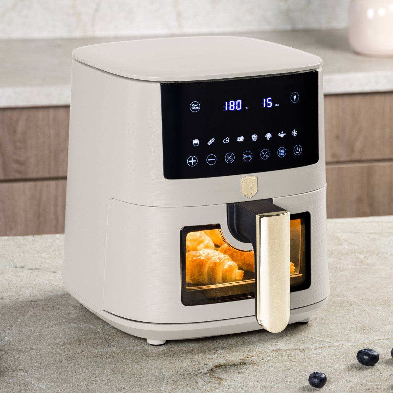 Berlinger Haus XL AirFryer 5 L átlátszó ablakkal matt krém