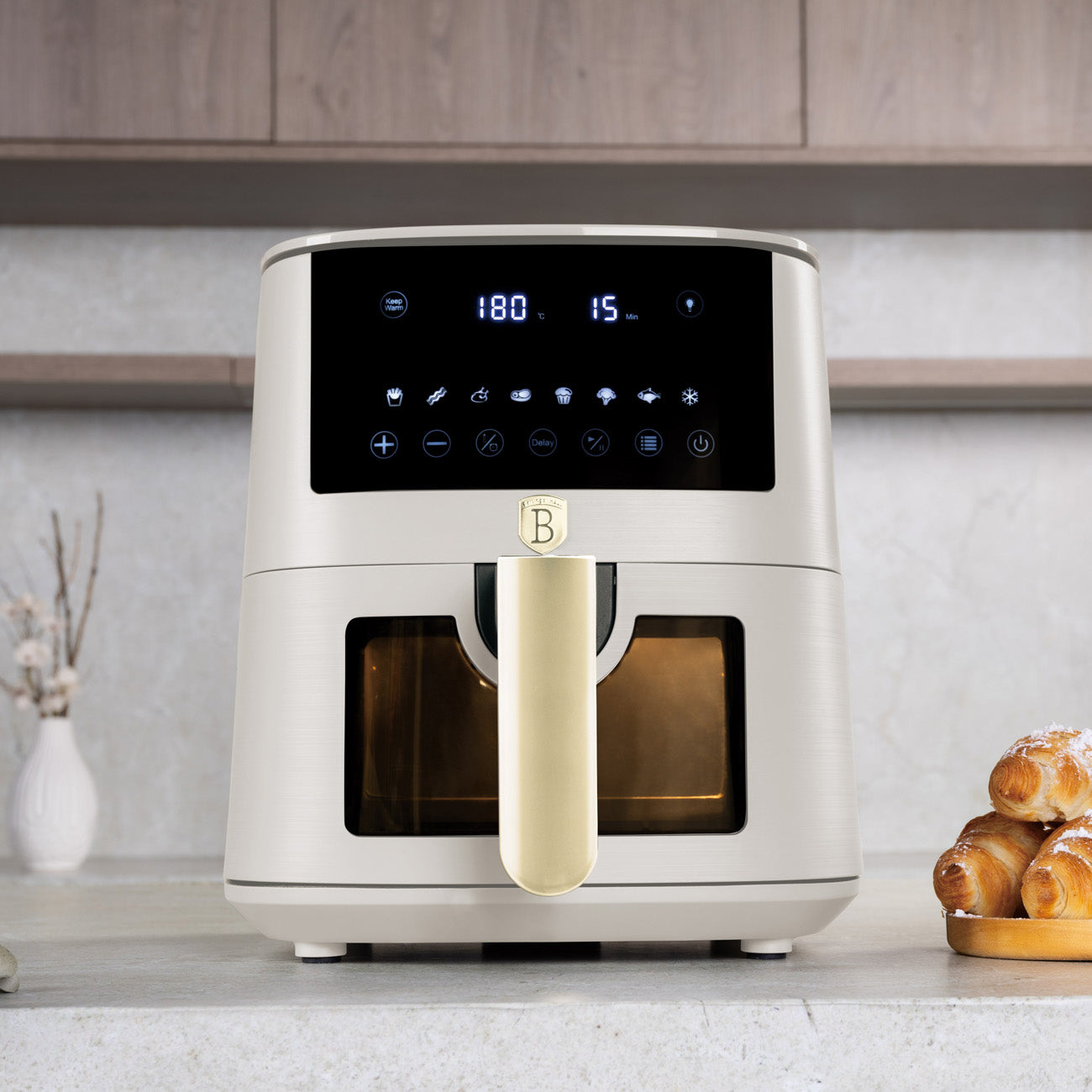 Berlinger Haus XL AirFryer 5 L átlátszó ablakkal matt krém