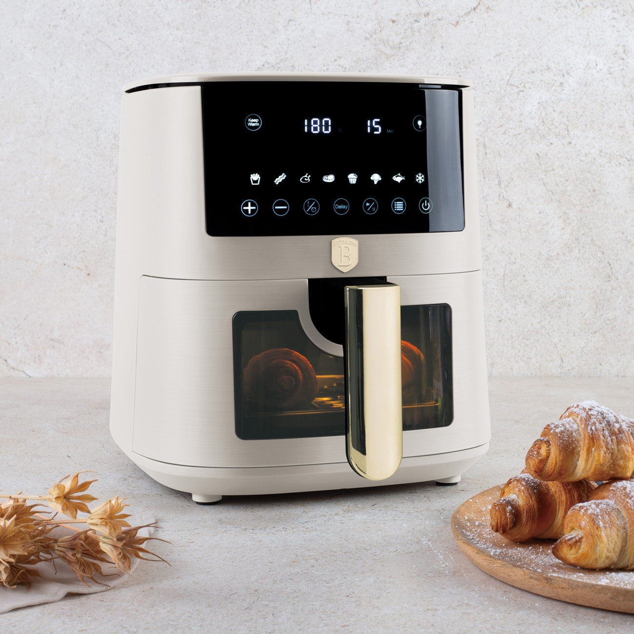 Berlinger Haus XL AirFryer 5 L átlátszó ablakkal matt krém