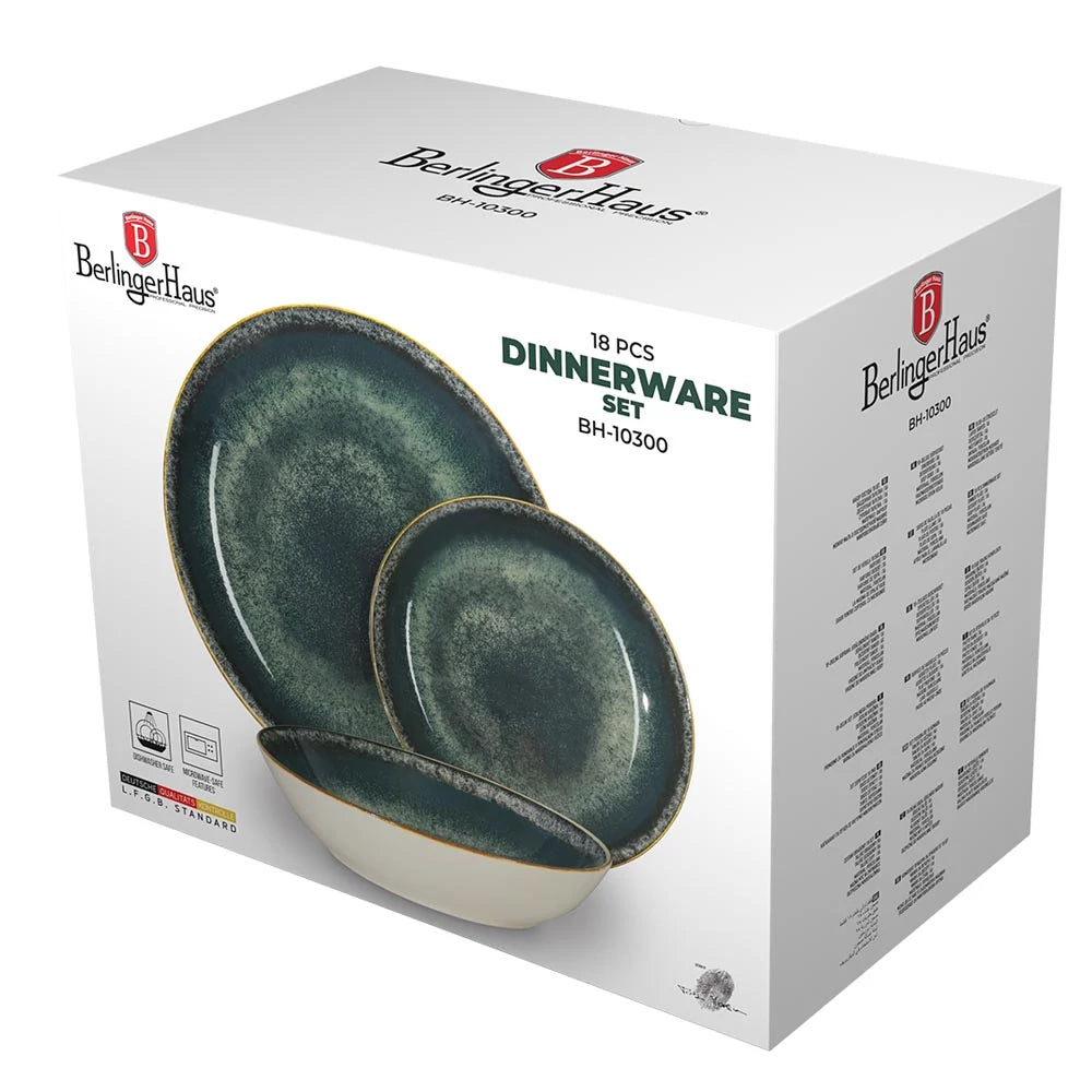 Berlinger Haus 18 részes porcelán étkészlet Matte Green zöld