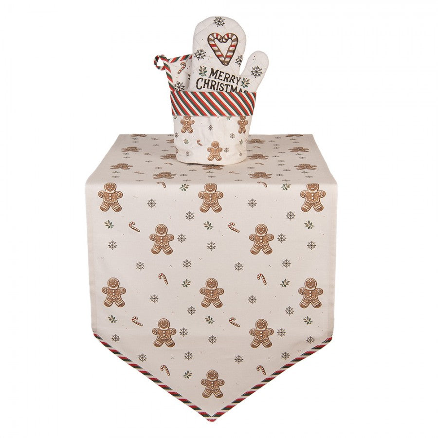 Karácsonyi pamut kenyérkosár 15x16 cm Classic Gingerbread Magic mézeskalácsos