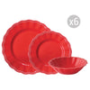 Elite prémium piros 18 részes porcelán étkészlet