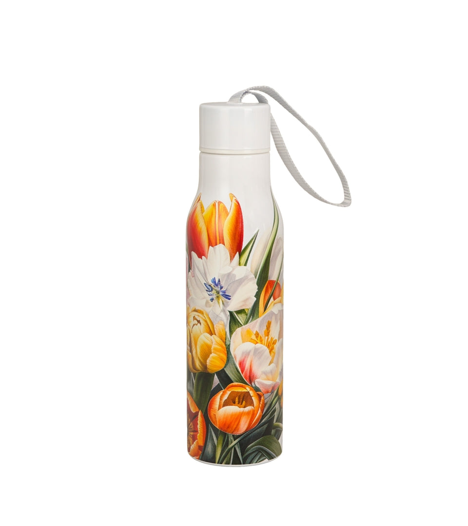 Duplafalú rozsdamentes acél hőtartó termosz tulipán virágos 500 ml