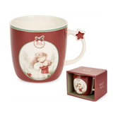 Karácsonyi porcelán bögre 360 ml piros angyalos