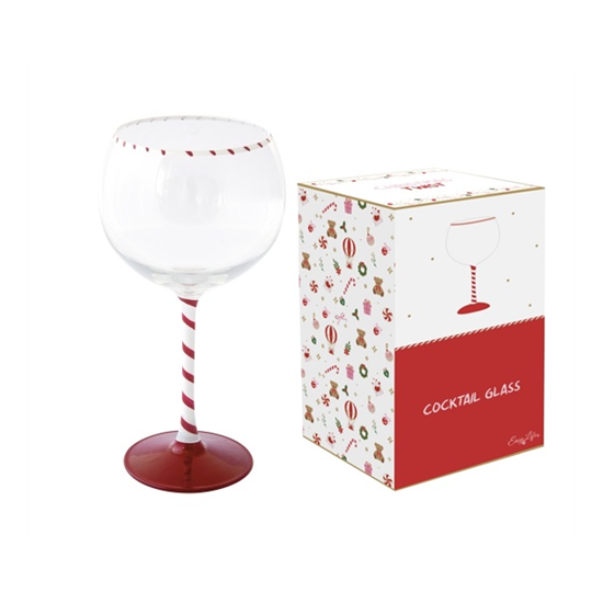 Karácsonyi koktél / Gines üveg pohár 500 ml díszdobozban Christmas Twist