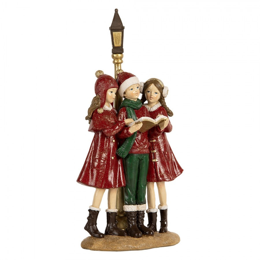 Éneklő gyerekek kandeláberrel vintage karácsonyi figura 28 cm
