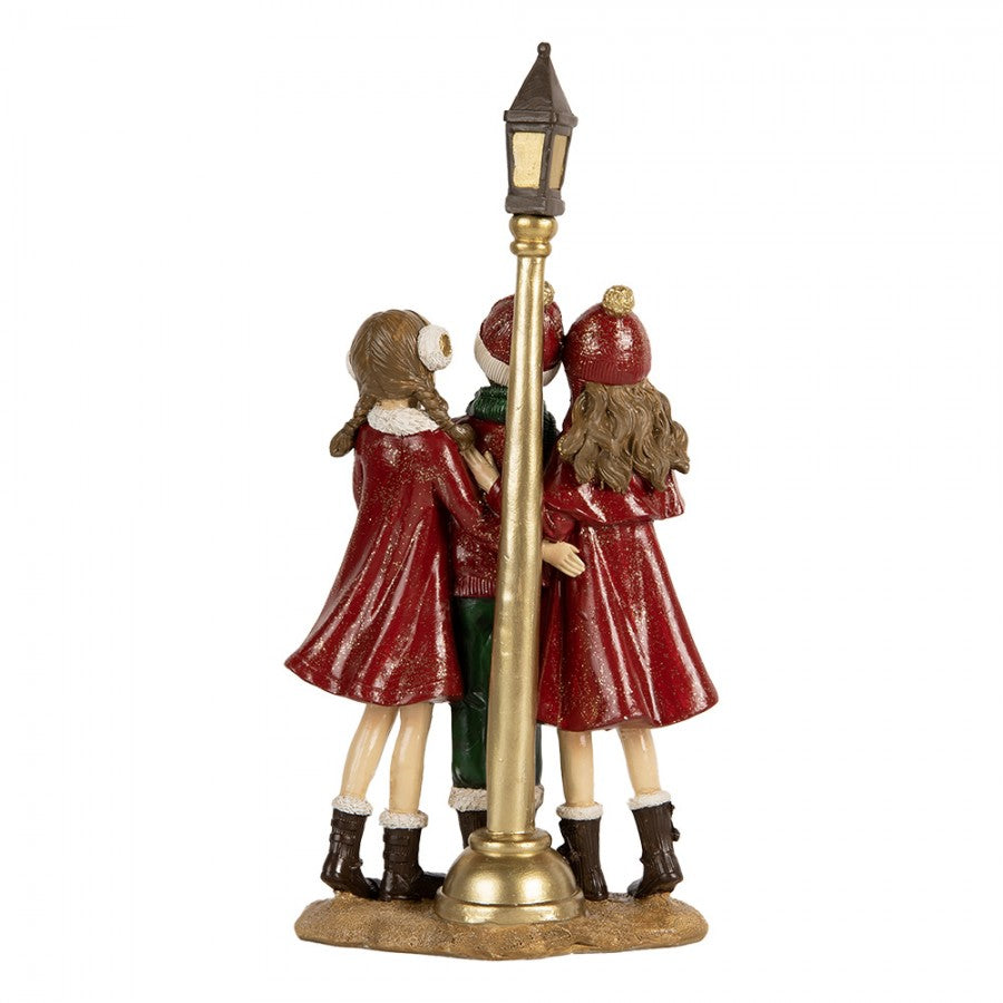 Éneklő gyerekek kandeláberrel vintage karácsonyi figura 28 cm