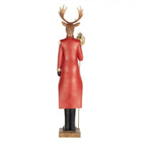 Lord Rudolf piros ruhás szarvas vintage karácsonyi dekor figura 81 cm