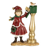 Kislány postaládával vintage karácsonyi figura