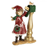 Kislány postaládával vintage karácsonyi figura
