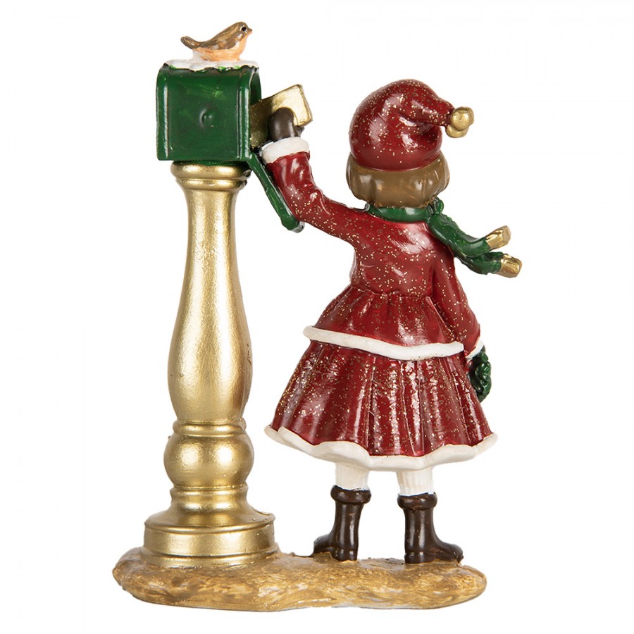 Kislány postaládával vintage karácsonyi figura