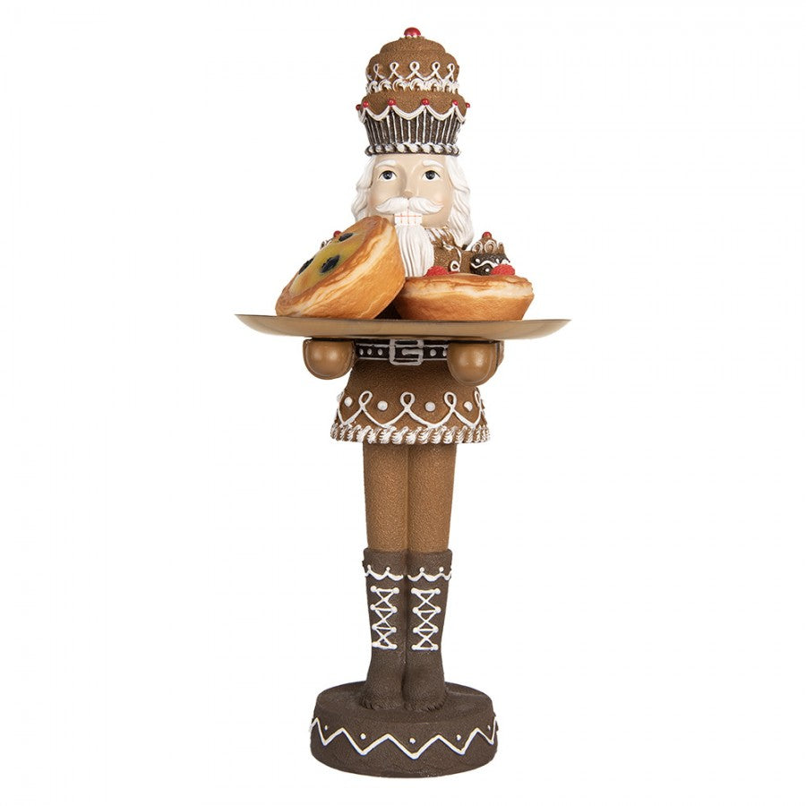 Diótörő figura mézeskalács díszes ruhában tálcával 40 cm