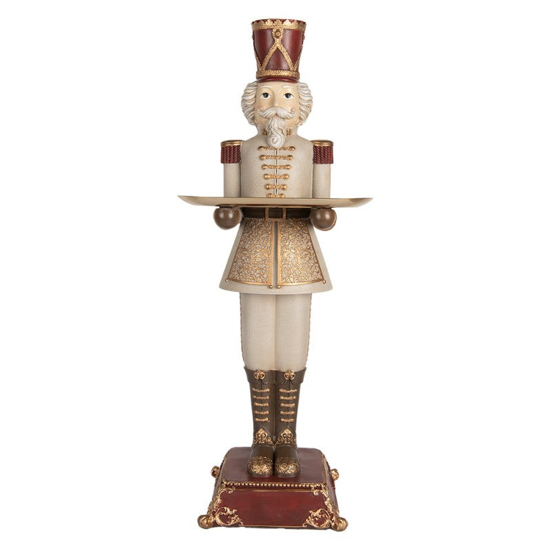 Nagy diótörő figura szürke arany tálcával 61 cm