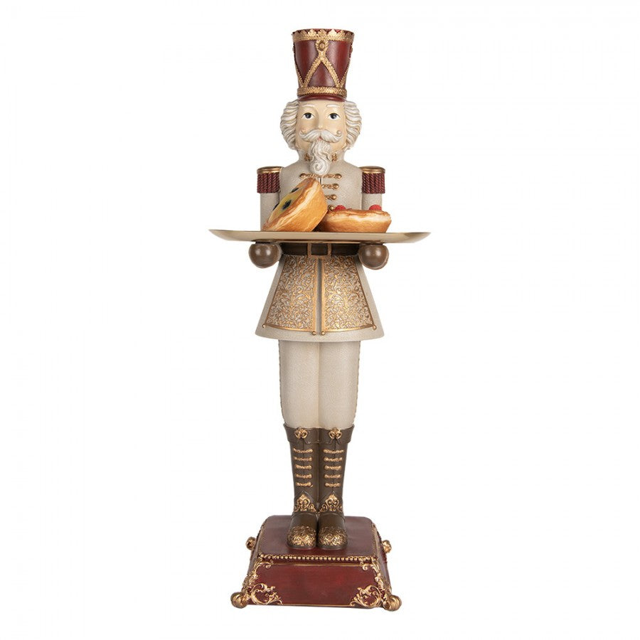 Nagy diótörő figura szürke arany tálcával 61 cm