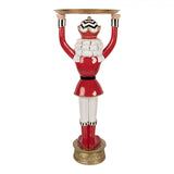 Nagyméretű diótörő figura tálcával 65 cm magas piros fehér