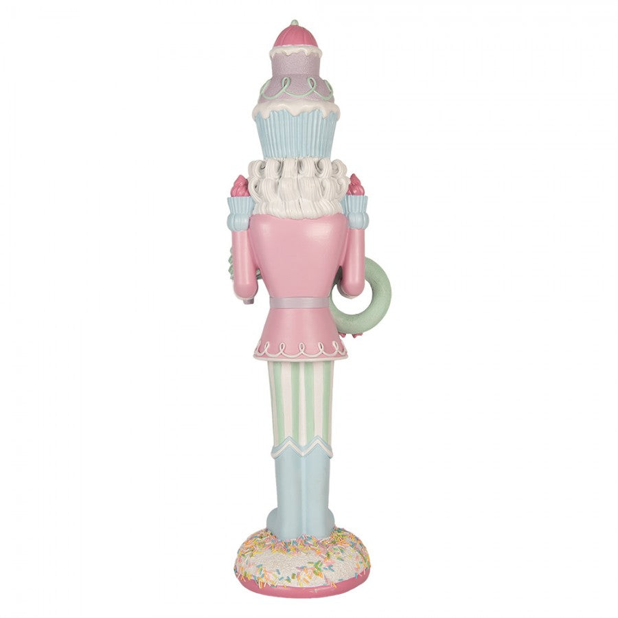 Nagyméretű rózsaszín diótörő figura 61 cm magas LED-világítással