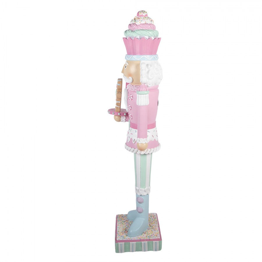 Nagyméretű rózsaszín diótörő figura 125 cm magas LED-világítással