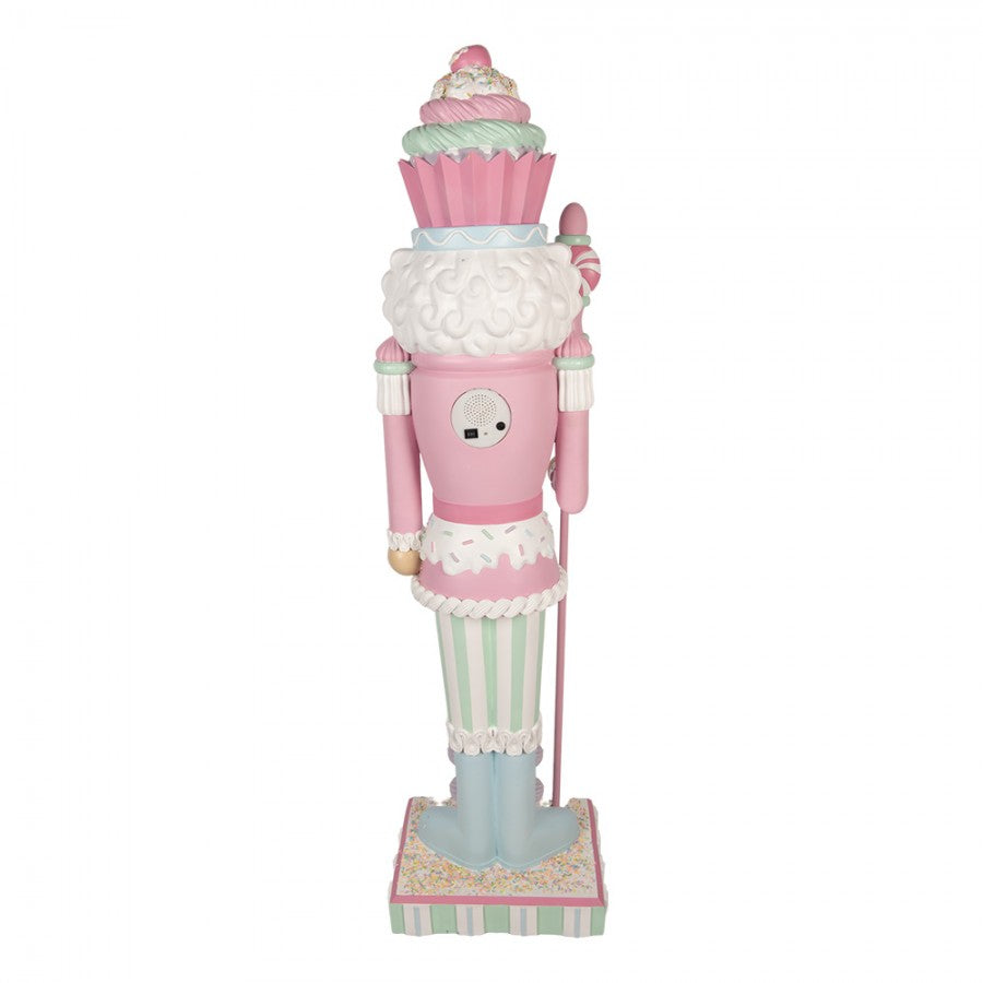 Óriás rózsaszín diótörő figura 152 cm magas LED-világítással