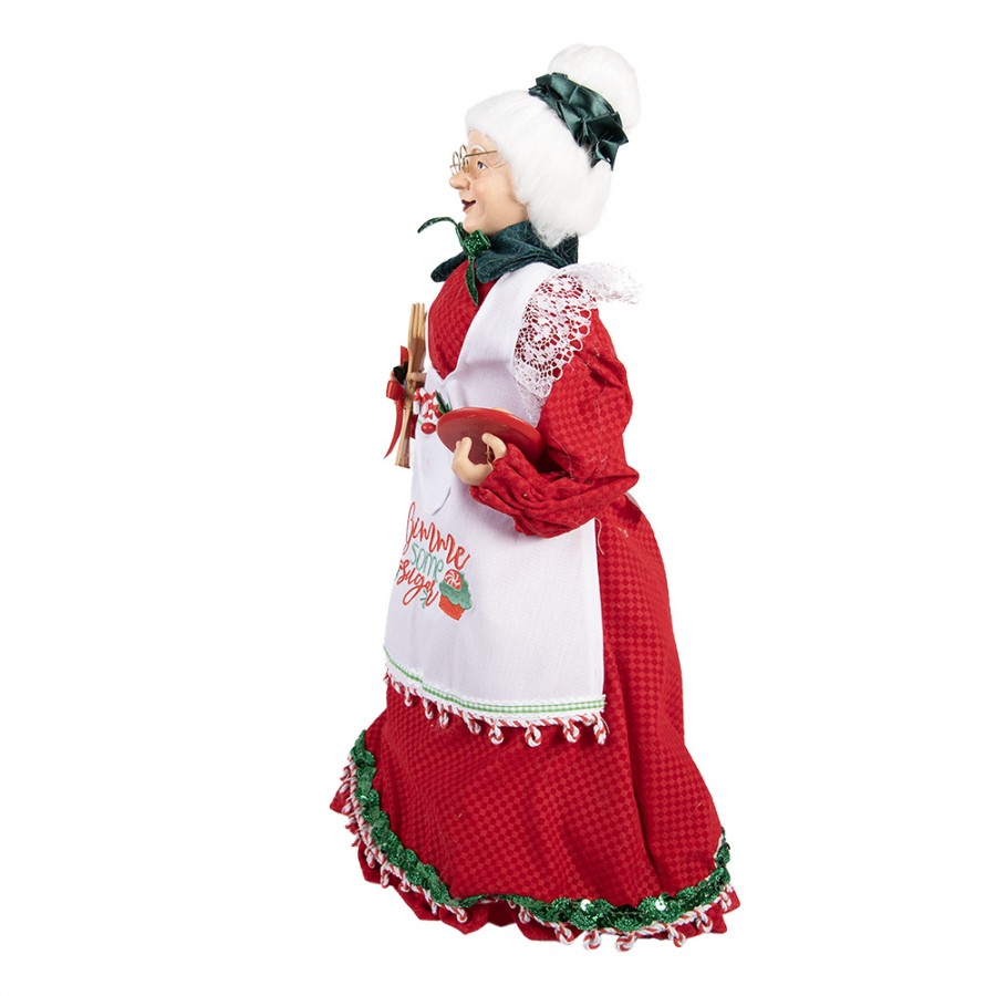 Mikulásanyó szakácsruhában karácsonyi figura 46 cm