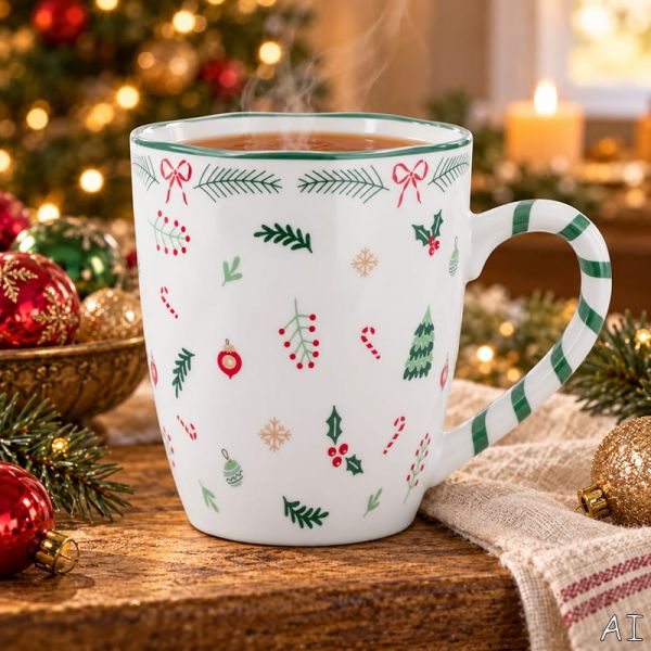 Karácsonyi porcelán bögre 360 ml Christmas Green