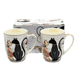 Fekete-arany cicás porcelán bögre szett - 400 ml díszdobozban