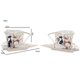 Cicás porcelán kávés csésze alj 2 személyes szett 180 ml kanállal díszdobozban