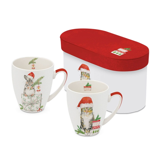 Bögre, csésze Cicás és egérkés porcelán bögre 2 db szett díszdobozban Fridolin & Kitty