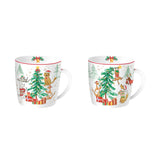 Bögre, csésze Cicás kutyás karácsonyi porcelán bögre 2 db Christmas Gang