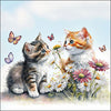 Cicás papírszalvéta 33x33 cm 20 db-os Kittens in flower field