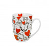Bögre Cicás piros szívecske porcelán bögre 350 ml
