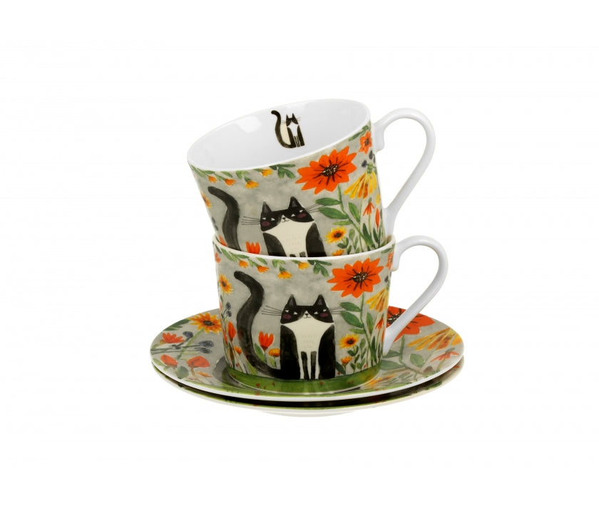 Bögre Cicás Porcelán csésze aljjal 230ml 2 személyes dobozban Meadow