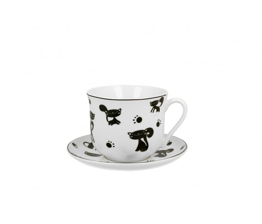 Bögre Cicás porcelán csésze aljjal díszdobozban