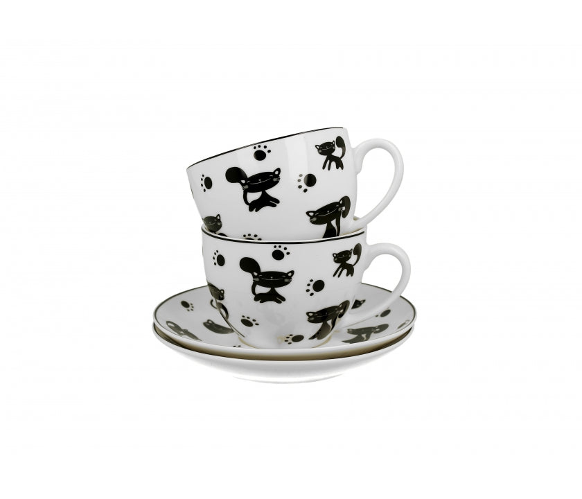 Bögre Cicás porcelán csésze aljjal két személyes díszdobozban