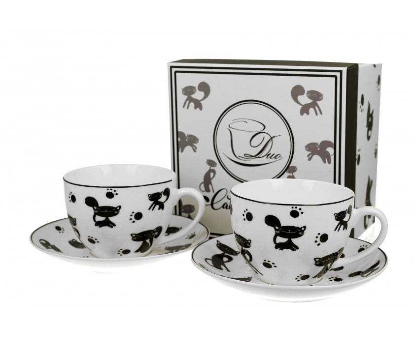 Bögre Cicás porcelán csésze aljjal két személyes díszdobozban
