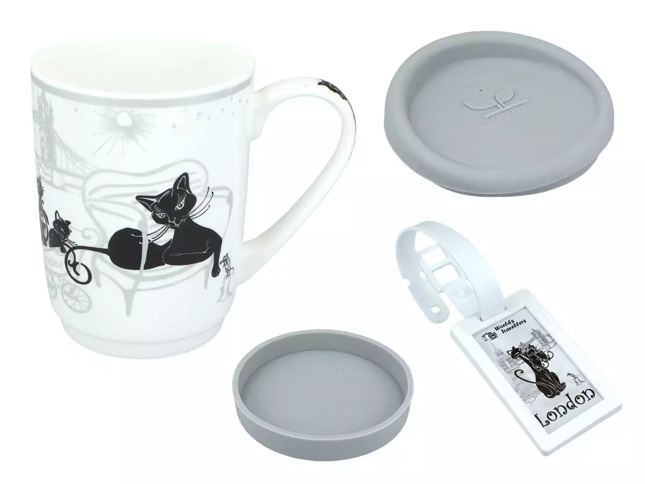 Bögre Cicás porcelán utazóbögre díszdobozban London