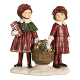 Gyerekek teli kosárral vintage karácsonyi figura