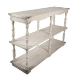 Erősen antikolt fehér fa polcos konzolasztal Clayre & Eef