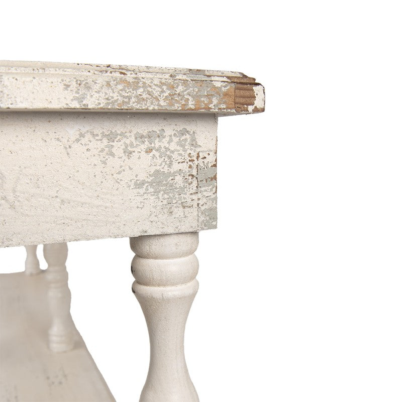 Erősen antikolt fehér fa polcos konzolasztal Clayre & Eef