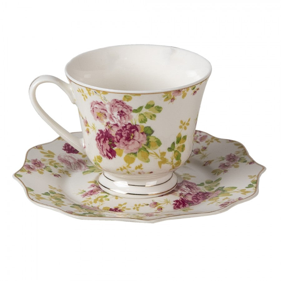 Porcelán csésze + alj 200 ml rózsás
