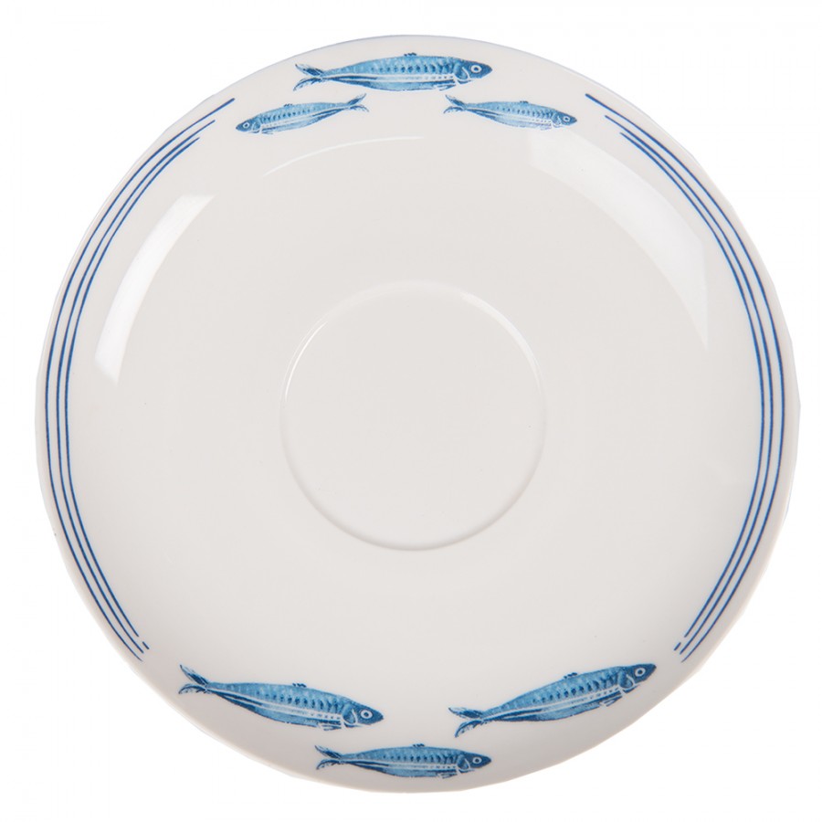 Porcelán csésze aljjal kék halas 250 ml