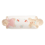 Karácsonyi kerámia dekor tál mézeskalács figurákkal